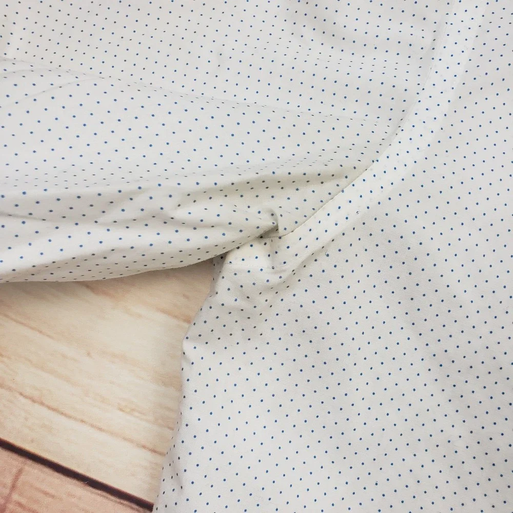 Banana Republic Shirt Mens L 16 White Blue Slim Fit Non-Iron‎ Dress Micro Dot *